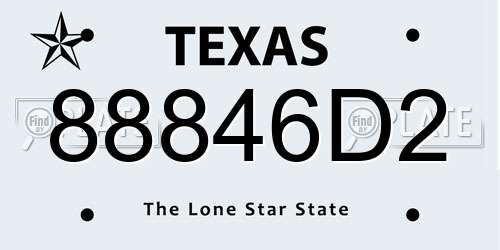 88846D2 Texas License Plate