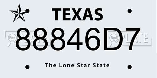 88846D7 Texas License Plate