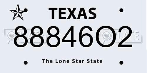 88846O2 Texas License Plate