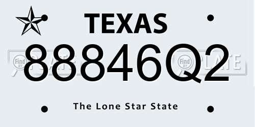 88846Q2 Texas License Plate