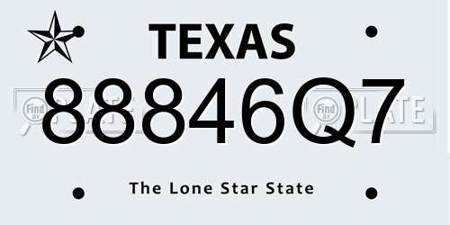 88846Q7 Texas License Plate