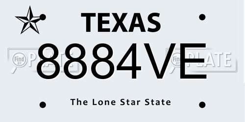 8884VE Texas License Plate