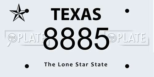 8885 Texas License Plate