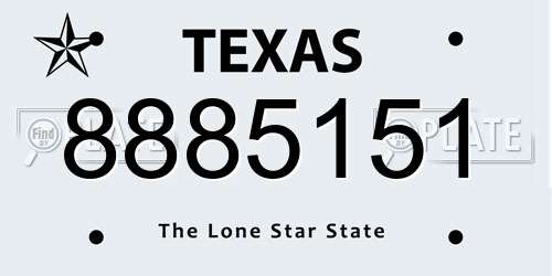 8885151 Texas License Plate