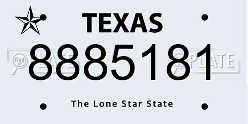 8885181 Texas License Plate