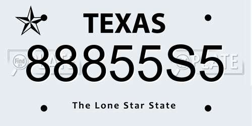 88855S5 Texas License Plate