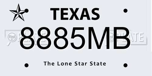 8885MB Texas License Plate