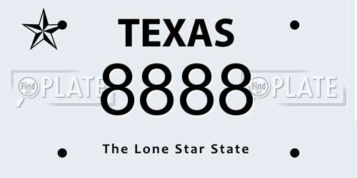 8888 Texas License Plate