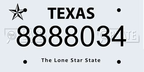8888034 Texas License Plate