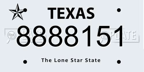8888151 Texas License Plate