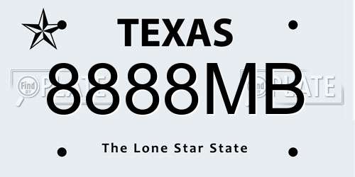 8888MB Texas License Plate