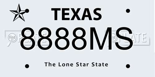 8888MS Texas License Plate