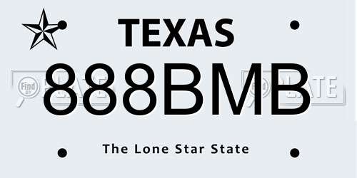 888BMB Texas License Plate