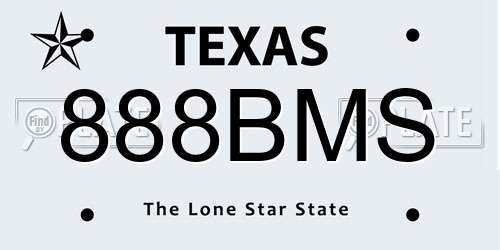 888BMS Texas License Plate