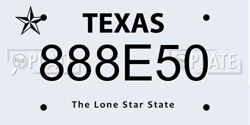 888E50 Texas License Plate