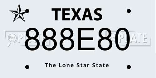 888E80 Texas License Plate