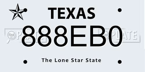 888EB0 Texas License Plate