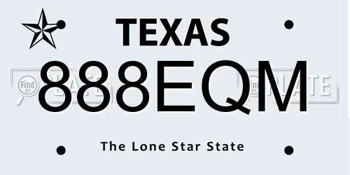 888EQM Texas License Plate
