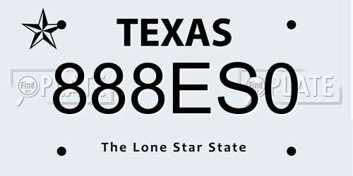 888ES0 Texas License Plate