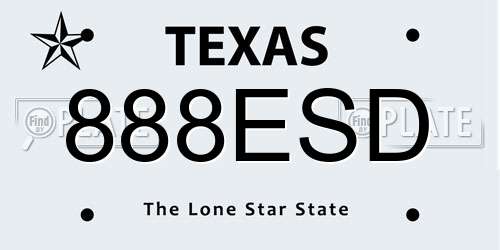 888ESD Texas License Plate