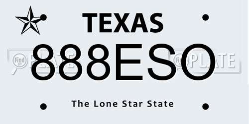 888ESO Texas License Plate
