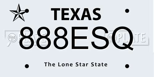 888ESQ Texas License Plate