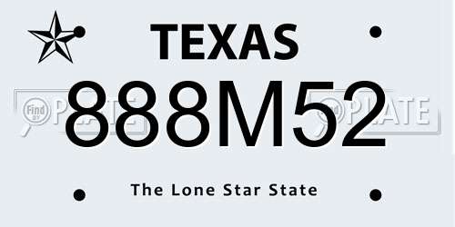 888M52 Texas License Plate