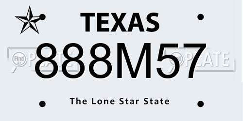 888M57 Texas License Plate