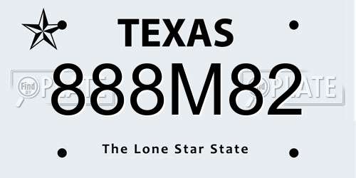 888M82 Texas License Plate