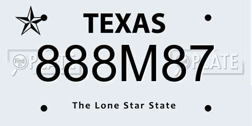 888M87 Texas License Plate