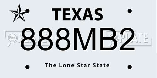 888MB2 Texas License Plate