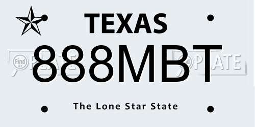 888MBT Texas License Plate