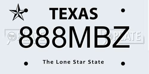 888MBZ Texas License Plate