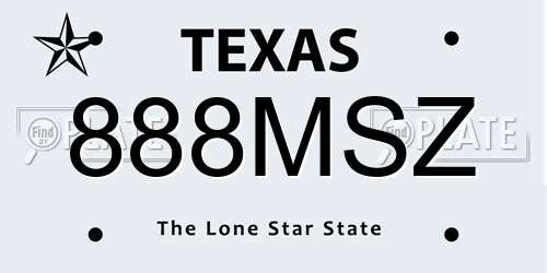888MSZ Texas License Plate