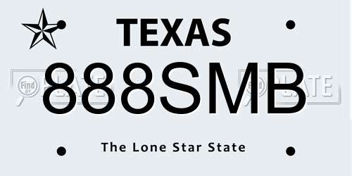 888SMB Texas License Plate