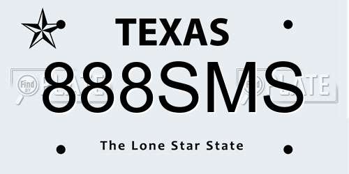 888SMS Texas License Plate