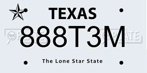 888T3M Texas License Plate