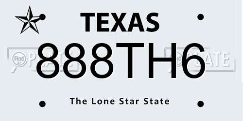 888TH6 Texas License Plate