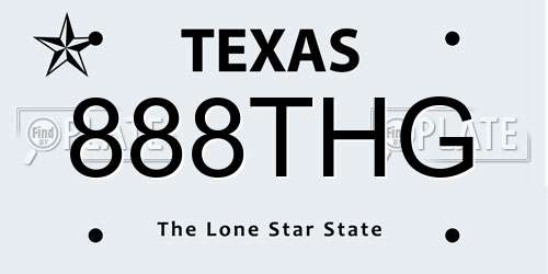 888THG Texas License Plate