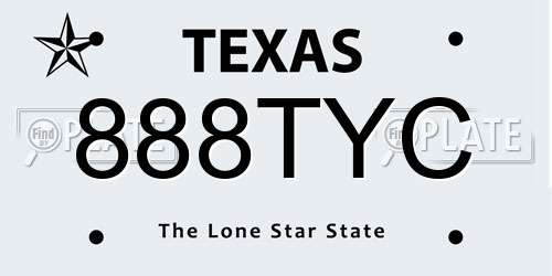 888TYC Texas License Plate