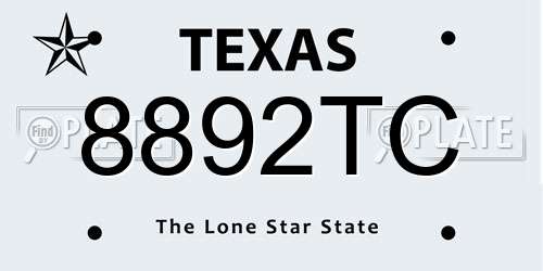 8892TC Texas License Plate