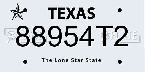 88954T2 Texas License Plate
