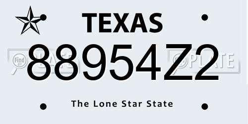 88954Z2 Texas License Plate