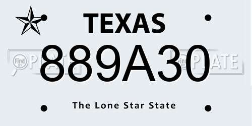 889A30 Texas License Plate