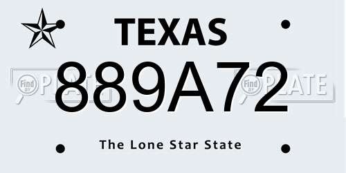 889A72 Texas License Plate