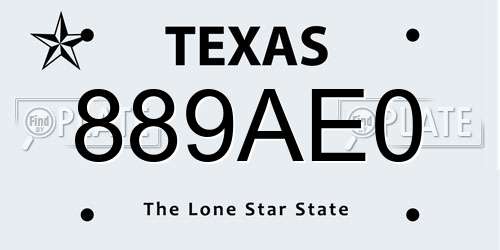 889AE0 Texas License Plate