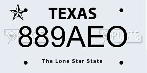 889AEO Texas License Plate