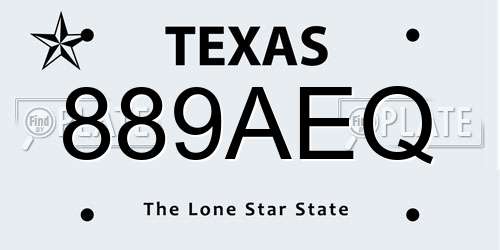 889AEQ Texas License Plate