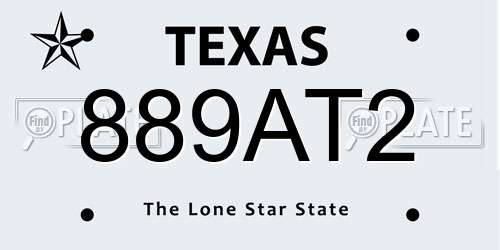 889AT2 Texas License Plate