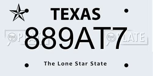 889AT7 Texas License Plate